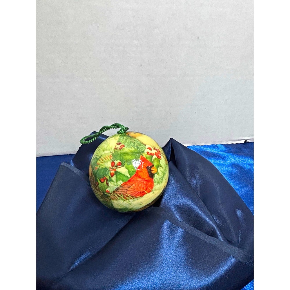 Vintage Reflections Barry Patch Bird Cardinal Decoupage Christmas Ornament USA[N